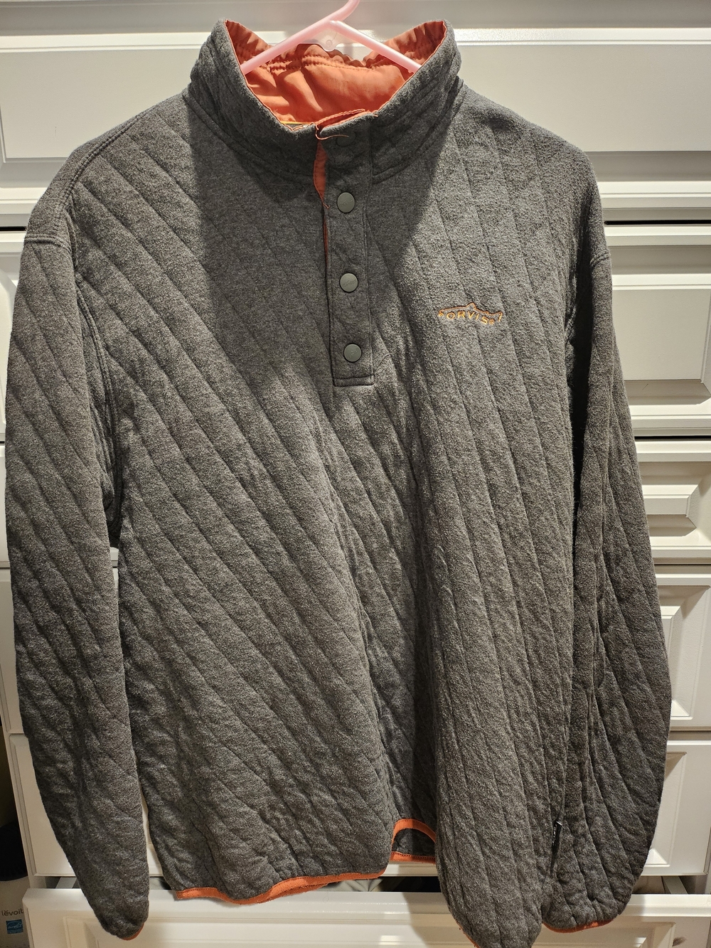 Orvis Men's Quilted Grey Pullover